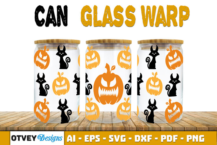 Can Glass 16 Oz Libbey Wrap SVG Halloween SVG example image 1