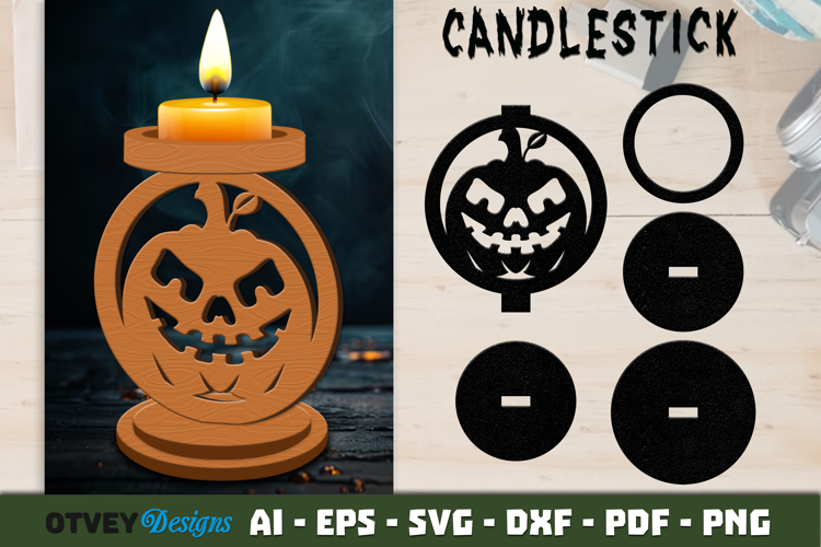 Halloween Pumkin Candlestick Lasercut