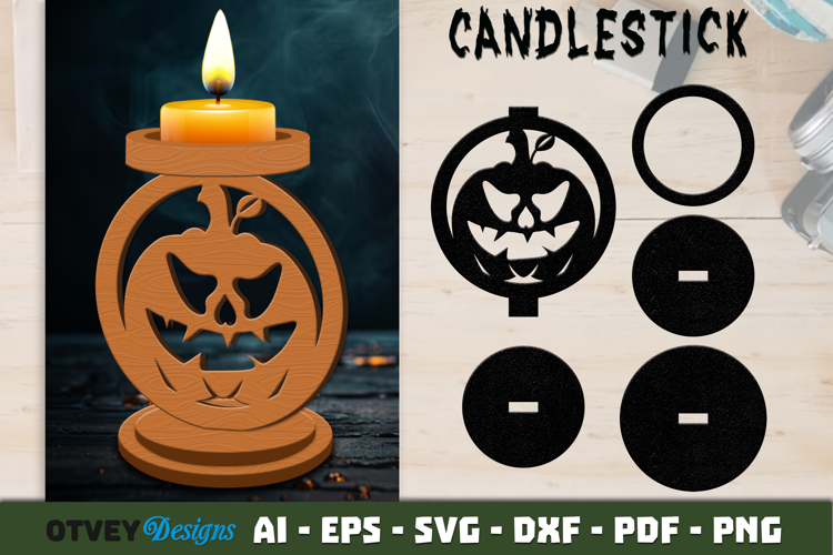 Halloween Pumkin Candlestick Lasercut