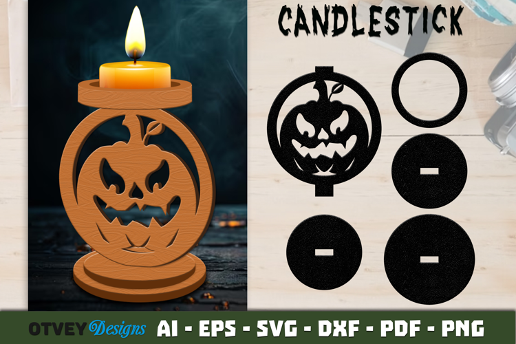 Halloween Pumkin Candlestick Lasercut