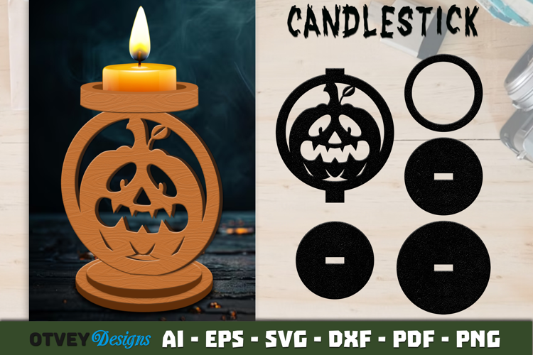 Halloween Pumkin Candlestick Lasercut