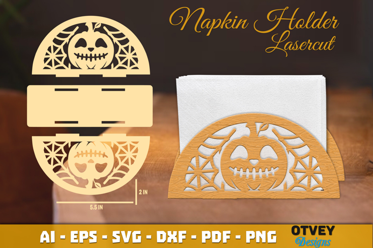 Halloween Pumkin Face Napkin Holder Lasercut