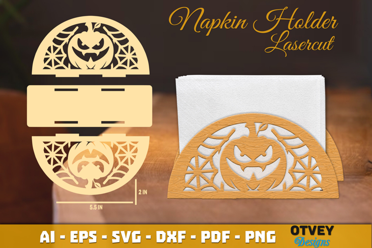 Halloween Pumkin Face Napkin Holder Lasercut