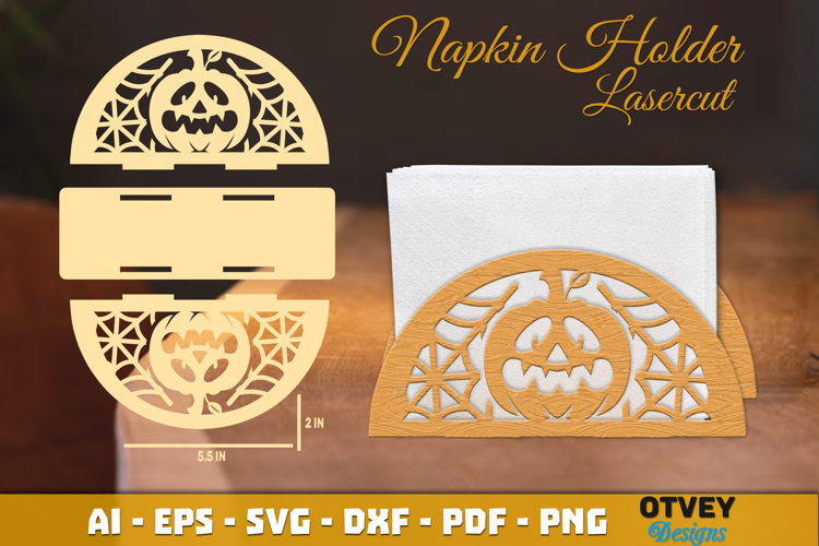 Halloween Pumkin Face Napkin Holder Lasercut
