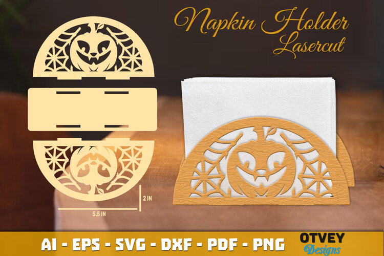 Halloween Pumkin Face Napkin Holder Lasercut example image 1