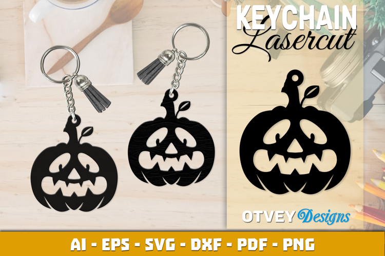 Halloween Pumkin Keychain Lasercut