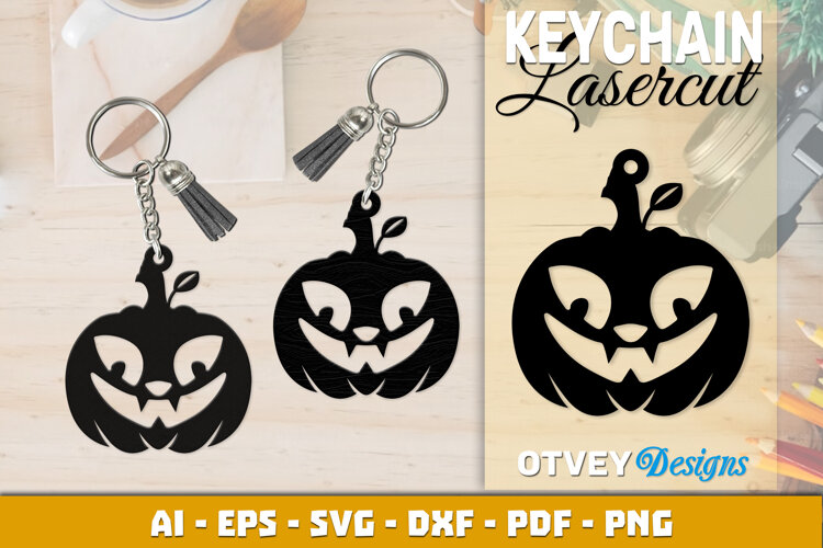 Halloween Pumkin Keychain Lasercut example image 1