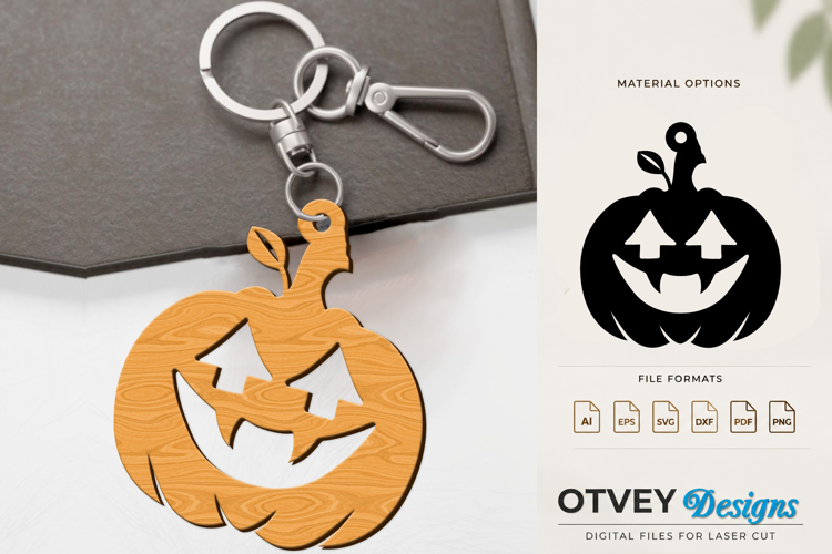 Halloween Pumkin Keychain Lasercut