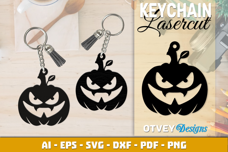Halloween Pumkin Keychain Lasercut