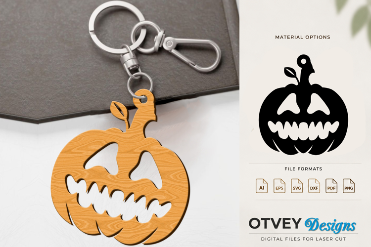 Halloween Pumkin Keychain Lasercut