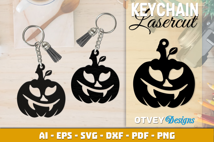 Halloween Pumkin Keychain Lasercut