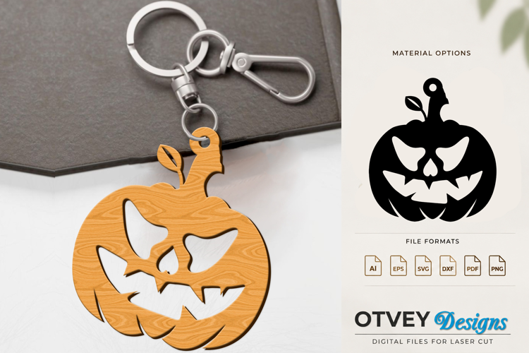 Halloween Pumkin Keychain Lasercut
