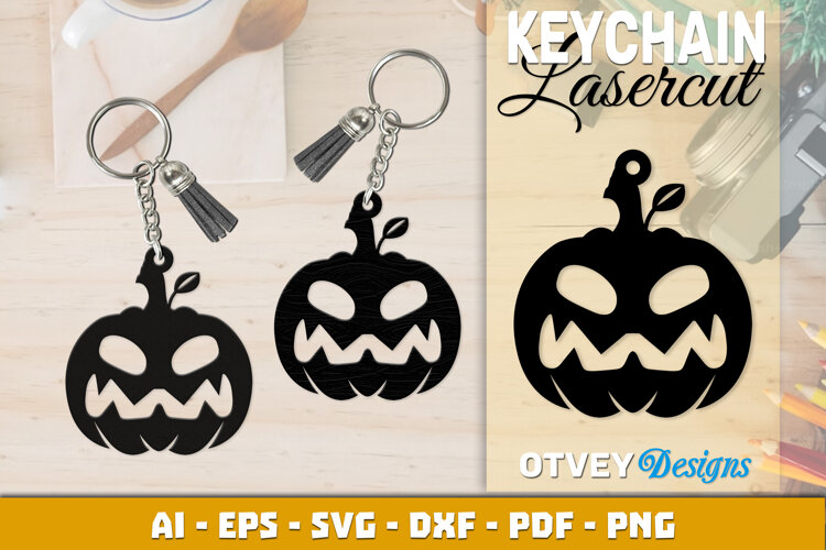 Halloween Pumkin Keychain Lasercut example image 1