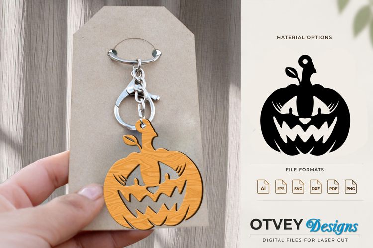 Halloween Pumkin Keychain Lasercut