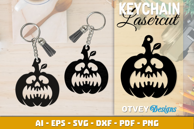 Halloween Pumkin Keychain Lasercut
