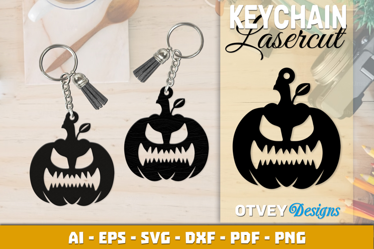 Halloween Pumkin Keychain Lasercut
