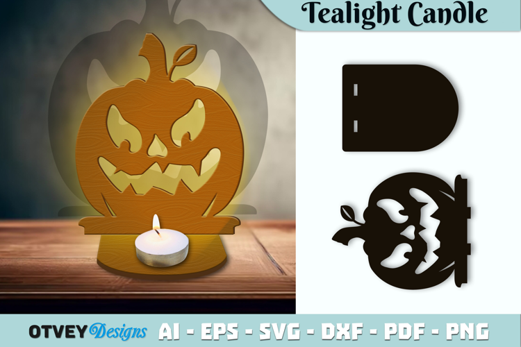 Halloween Pumkin Tealight Candle Holder Lasercut