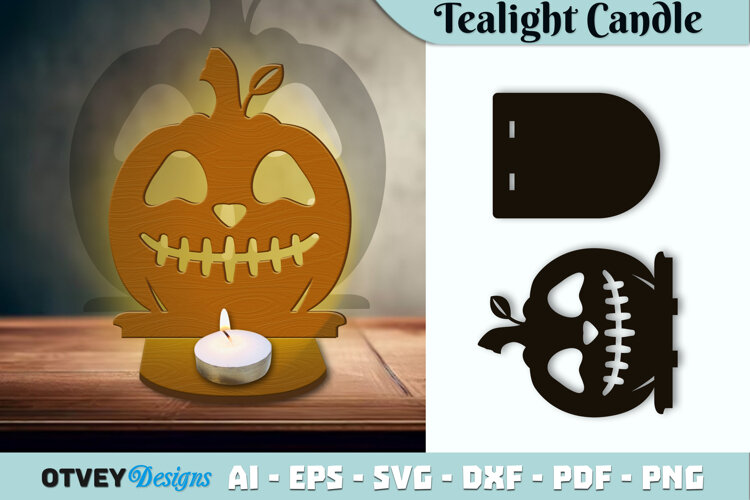 Halloween Pumkin Tealight Candle Holder Lasercut example image 1