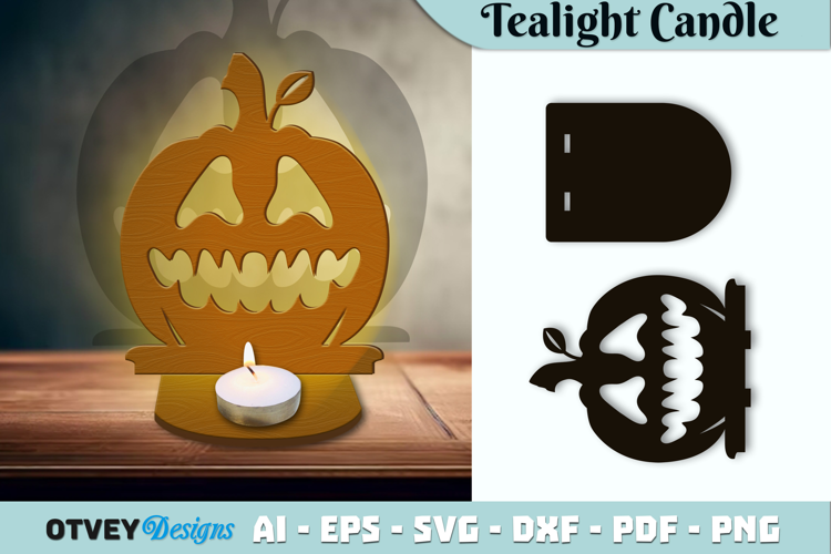 Halloween Pumkin Tealight Candle Holder Lasercut