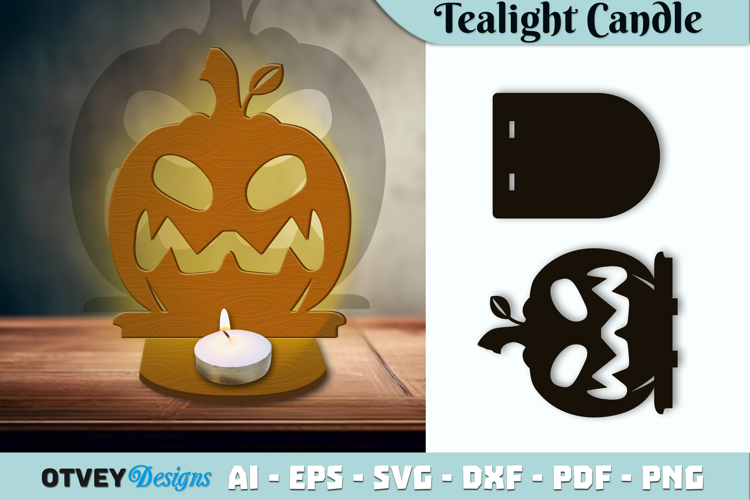 Halloween Pumkin Tealight Candle Holder Lasercut