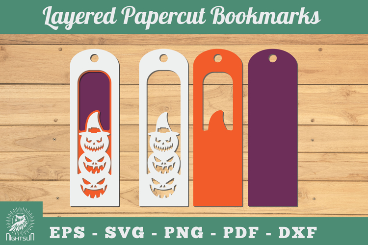 Halloween Pumpkin 3D Papercut Bookmarks SVG