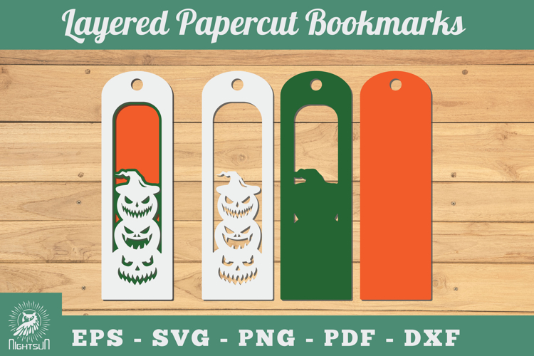 Halloween Pumpkin 3D Papercut Bookmarks SVG