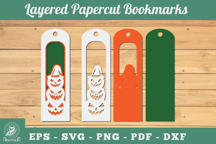 Halloween Pumpkin 3D Papercut Bookmarks SVG