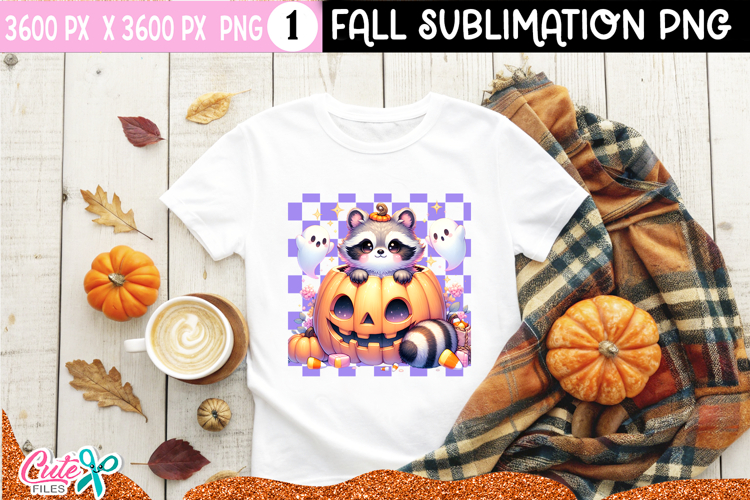 Halloween Pumpkin Raccoon PNG | Sublimation for Crafts