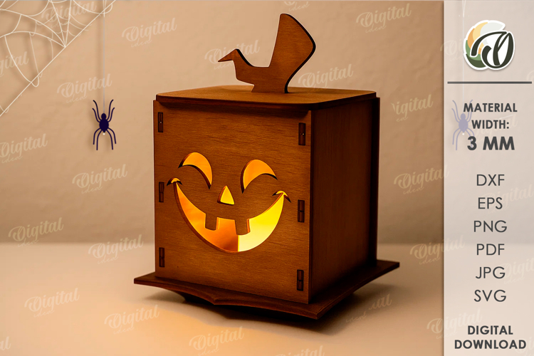 Halloween pumpkin candle holder LaserCut. Halloween Lamp SVG