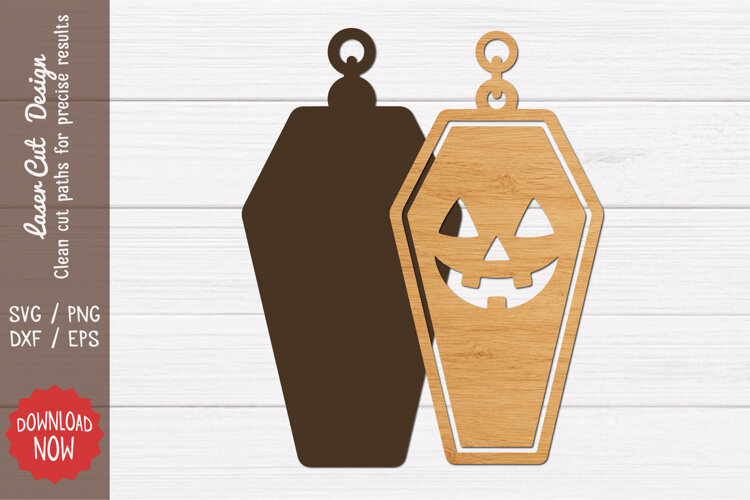 Halloween Pumpkin Coffin Earring SVG example image 1