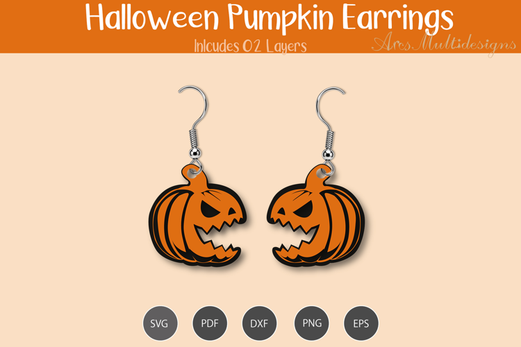 Halloween spooky pumpkin Earrings SVG