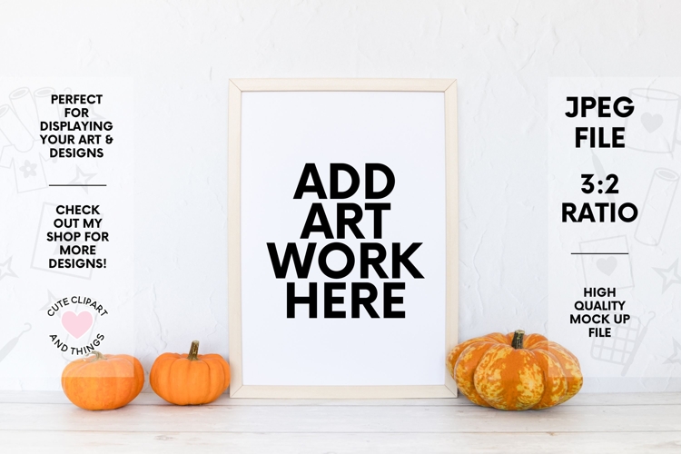 Frame Mock Up | Cute Halloween Wall Art Mock Up