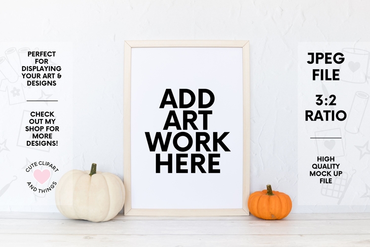 Frame Mock Up | Cute Halloween Wall Art Mock Up