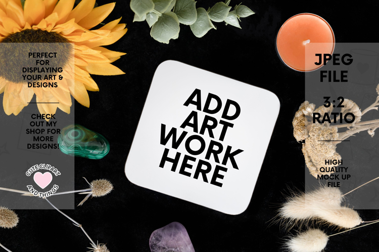 Coaster Mock Up | Dark Witchy Mock Up