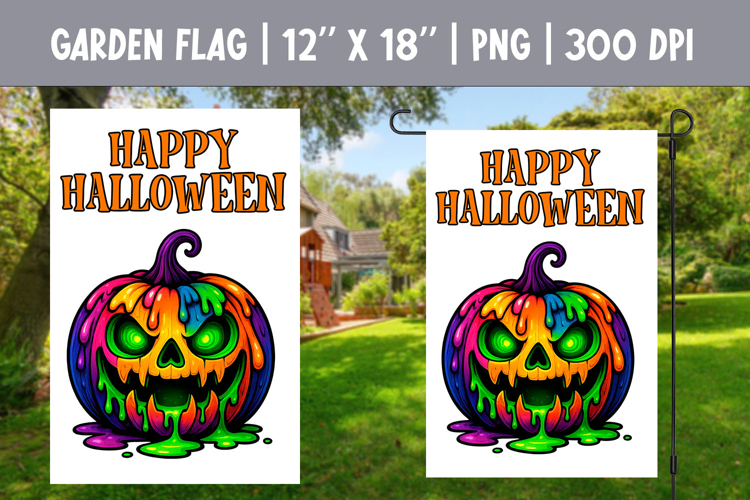 Halloween Garden Flag Sublimation | Jack o Lantern Pumpkin