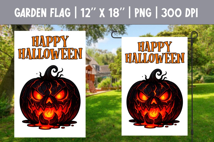 Halloween Garden Flag Sublimation | Jack o Lantern Pumpkin