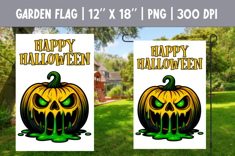 Halloween Garden Flag Sublimation | Jack o Lantern Pumpkin