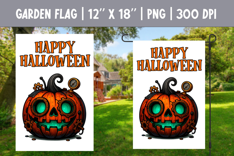 Halloween Garden Flag Sublimation | Jack o Lantern Pumpkin