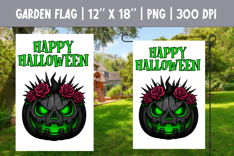 Halloween Garden Flag Sublimation | Jack o Lantern Pumpkin