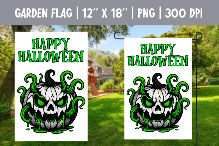 Halloween Garden Flag Sublimation | Jack o Lantern Pumpkin