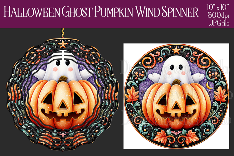 Halloween Wind Spinner, Jack o Lantern and Ghost Spinner, w1