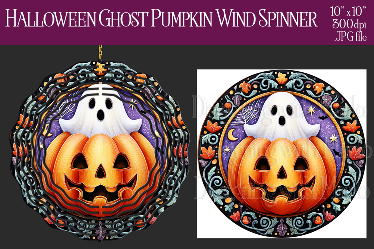 Halloween Wind Spinner, Jack o Lantern and Ghost Spinner, w2