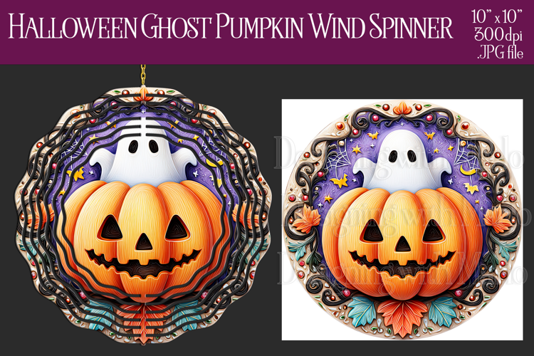 Halloween Wind Spinner, Jack o Lantern and Ghost Spinner, w3