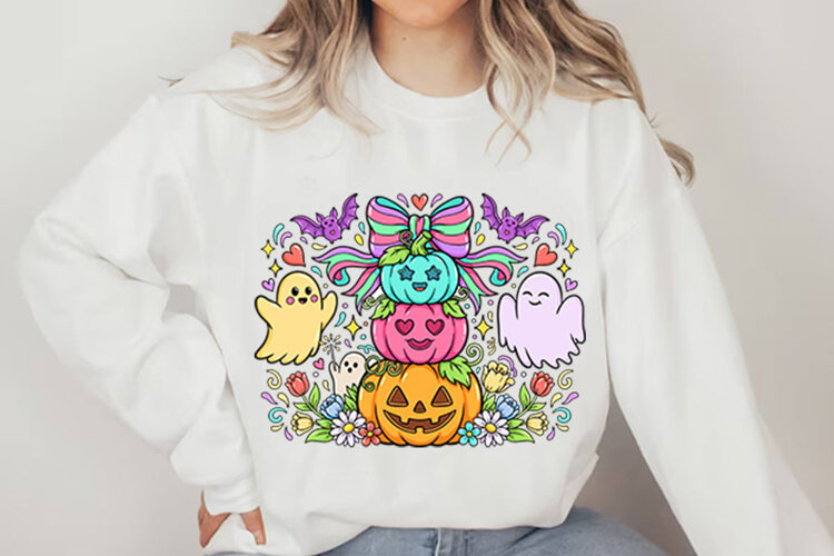Halloween Pumpkin Ghost PNG Designs example image 1