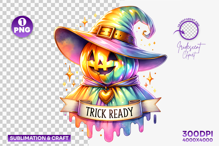 Halloween Pumpkin Ghost Trick Ready Clipart PNG Sublimation