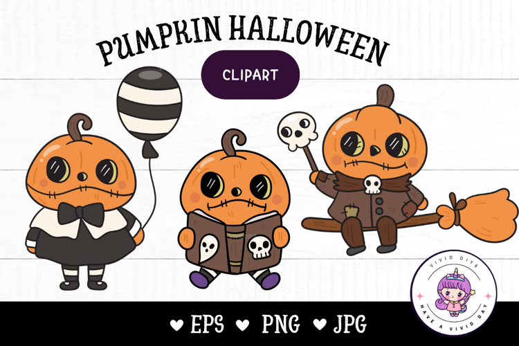 Halloween Pumpkin jack o lanter kawaii clipart spooky cute