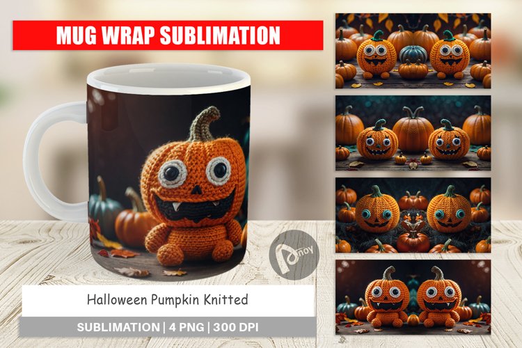 Mug Wrap Design Pumpkin Knitted