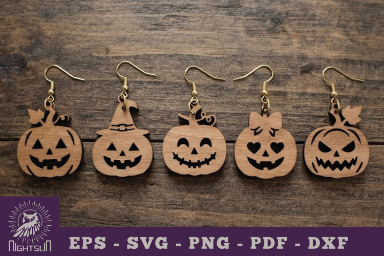 Halloween Pumpkin Lasercut Earrings SVG
