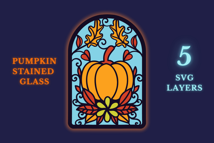 Fall Pumpkin Stained Glass | 5 Laser Cut layers