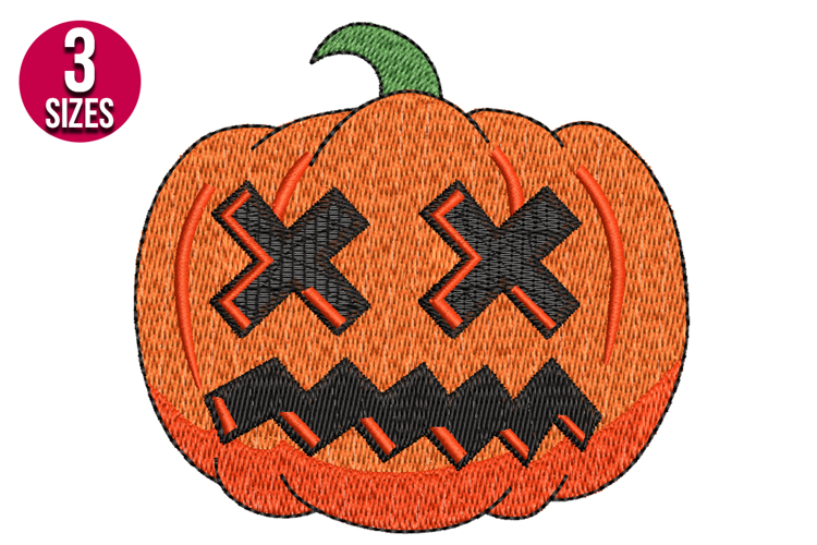 Halloween Pumpkin Machine Embroidery Design - 3 Sizes